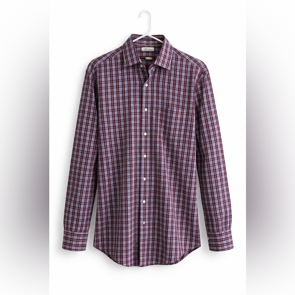 Peter Millar Crown Ease stretch blue checkered dress shirt. size L